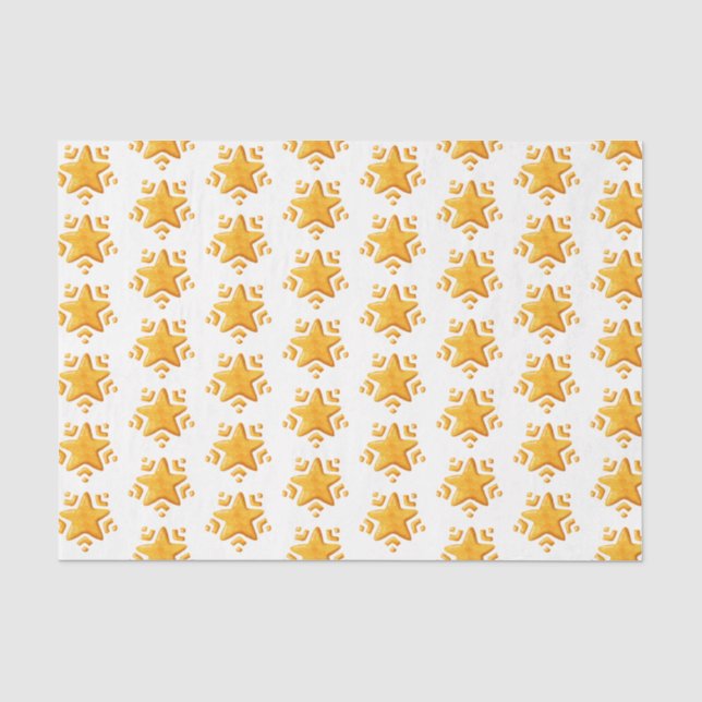 Papel De Seda Patrón de nieve de Navidad dorada (Anverso)