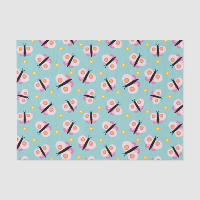 Papel De Seda Patrón de niños de mariposa linda (Anverso)