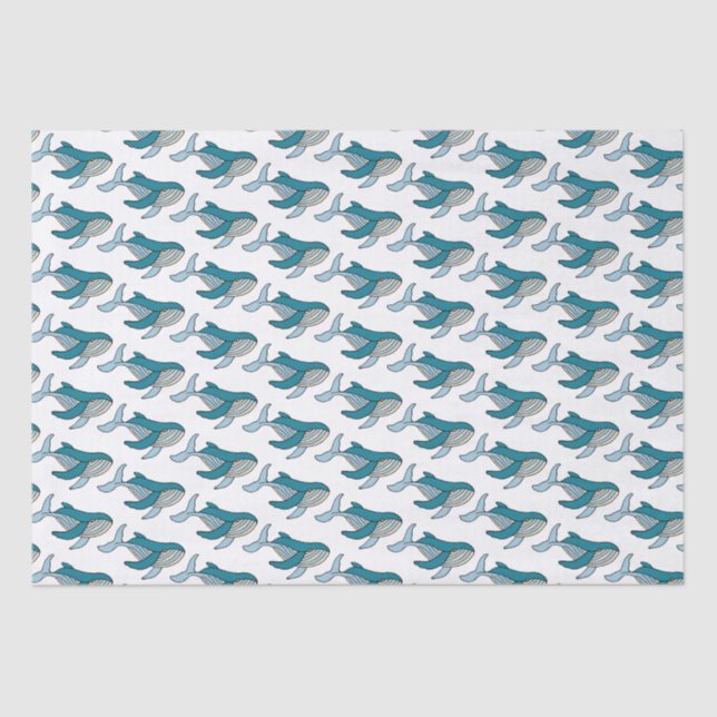 Papel De Seda Patrón de niños lindos de ballena azul (Anverso)