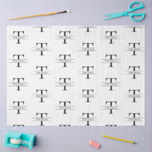 Papel De Seda Patrón de nombre personalizado monograma elegante