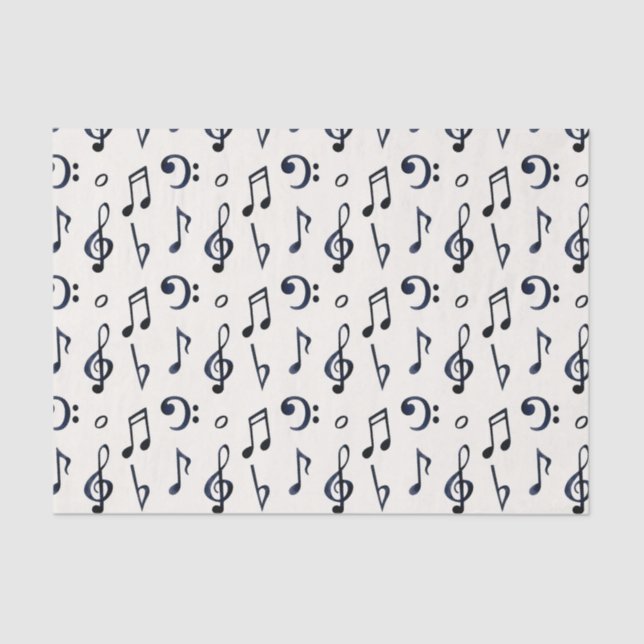 Papel De Seda Patrón de notas musicales (Anverso)