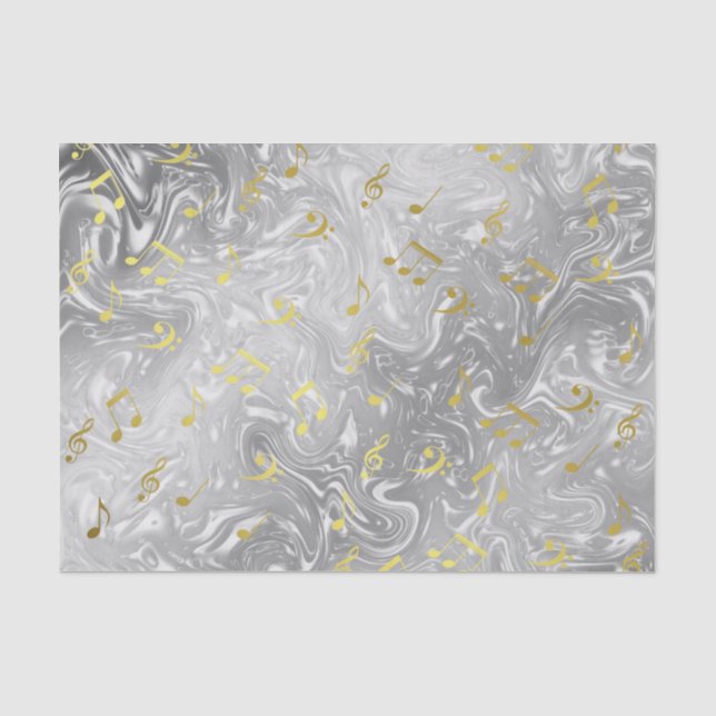Papel De Seda patrón de notas musicales elegante (Anverso)