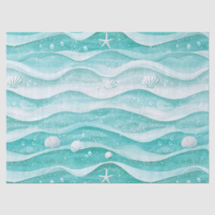 Papel De Seda Patrón de ola del océano de conchas costeras