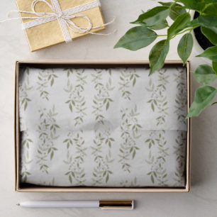 Papel De Seda Patrón de olivo de estilo francés en verde salvia
