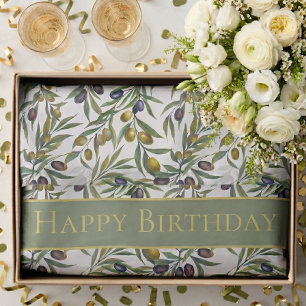 Papel De Seda Patrón de olivo de estilo francés en verde salvia 