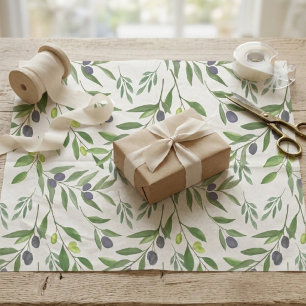 Papel De Seda Patrón de olivo de estilo francés rural