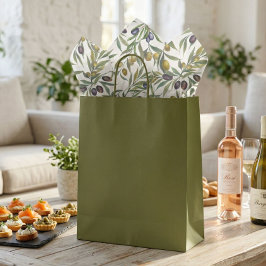 Papel De Seda Patrón de olivo en acuarela verde salvia estilo fr