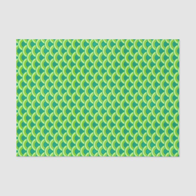 Papel De Seda Patrón de onda Art Deco - verde jade (Anverso)