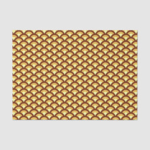 Papel De Seda Patrón de ondas Art Deco - chocolate y amarillo
