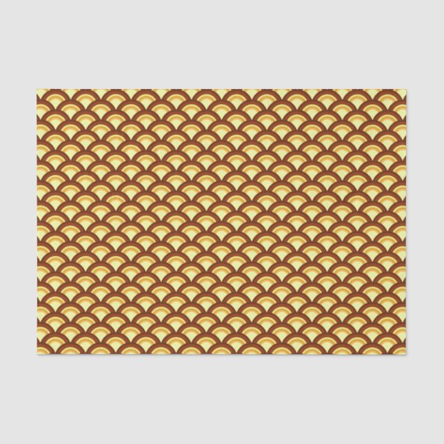 Papel De Seda Patrón de ondas Art Deco - chocolate y amarillo (Anverso)