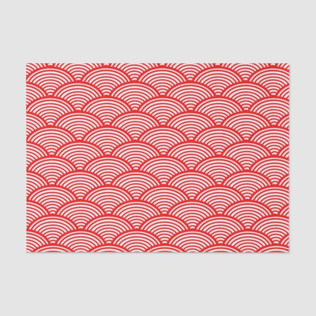 Papel De Seda Patrón de ondas nami rojas tradicionales japonesas (Anverso)