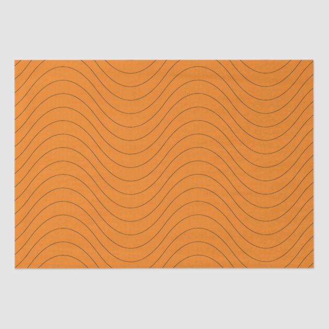 Papel De Seda Patrón De Ondas Negra Y Naranja (Anverso)
