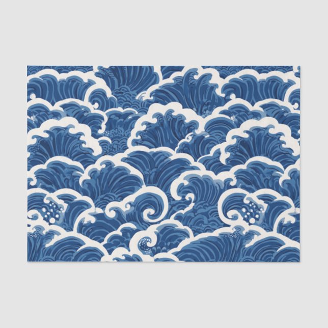 Papel De Seda Patrón de ondas oceánicas sin foco de inspiración  (Anverso)