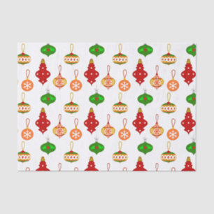 Papel De Seda Patrón de ornamentos antiguos en rojo, verde y bla