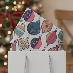 Papel De Seda Patrón de ornamentos grises vintage de Navidad