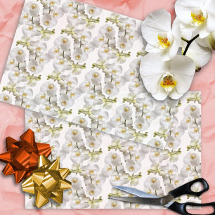Papel De Seda Patrón de orquídeas blancas