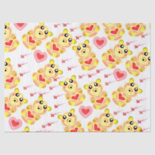 Papel De Seda Patrón de osito corazón para guardería