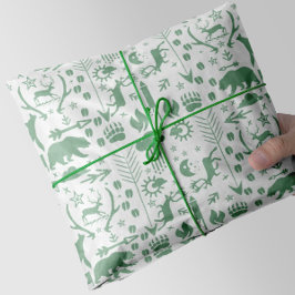 Papel De Seda Patrón de Osos y Nubes de Cerebros Verdes