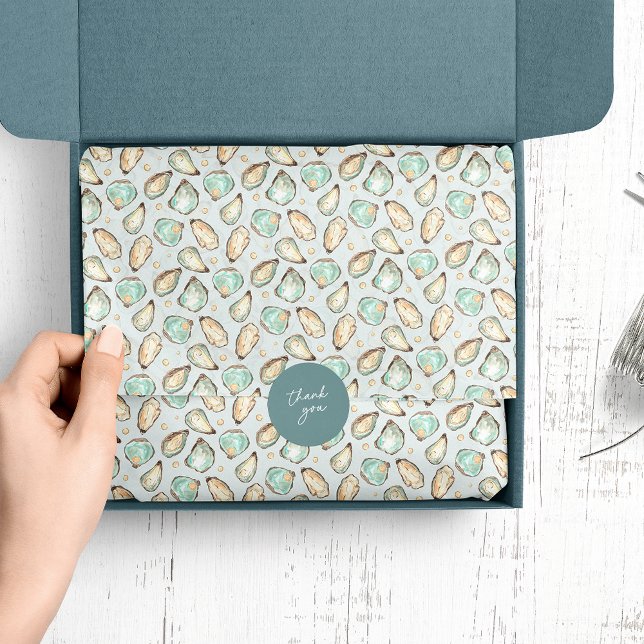 Papel De Seda Patrón de ostión y perla de acuarela costera (Subido por el creador)