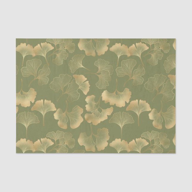 Papel De Seda Patrón de otoño de Ginkgo dorado (Anverso)