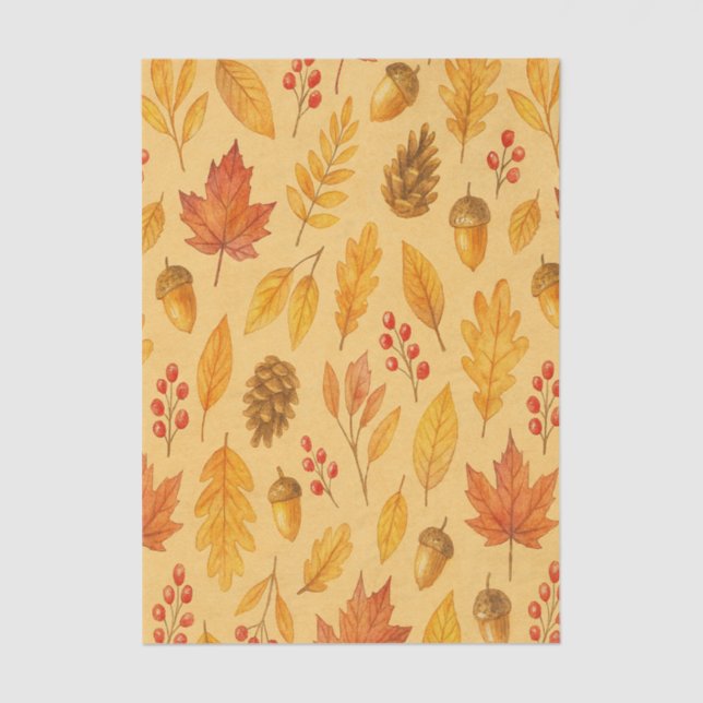 Papel De Seda Patrón de otoño natural (Anverso)