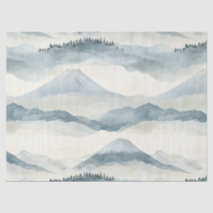 Papel De Seda Patrón de paisaje de nubes de montaña de nieve azu