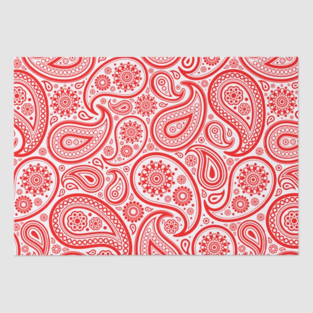 Papel De Seda Patrón de paisajes rojos y blancos (Anverso)