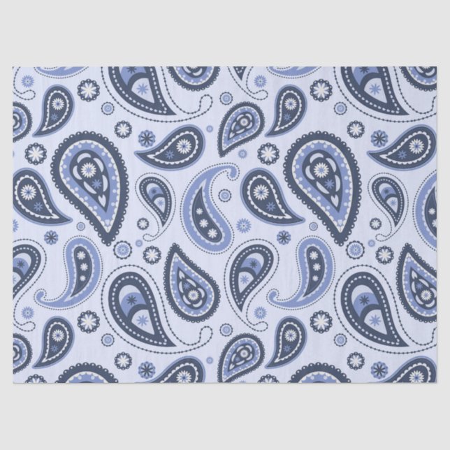 Papel De Seda Patrón de Paisley Azul (Anverso)