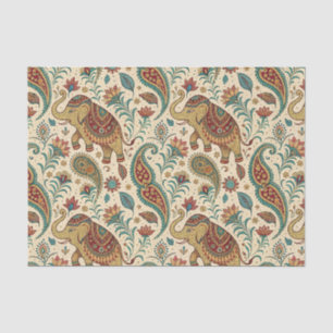 Papel De Seda Patrón de Paisley Floral de Elefante Indio Tradici