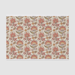 Papel De Seda Patrón de Paisley Floral del Naranja Retro Vintage