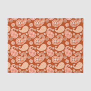 Papel De Seda Patrón de paisley, Naranja mandarín y blanco