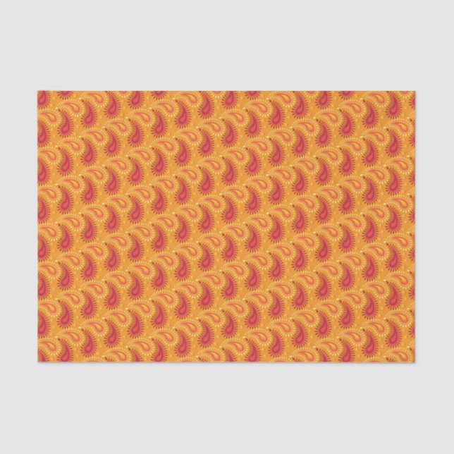 Papel De Seda Patrón de paisley persa Naranja oriental (Anverso)