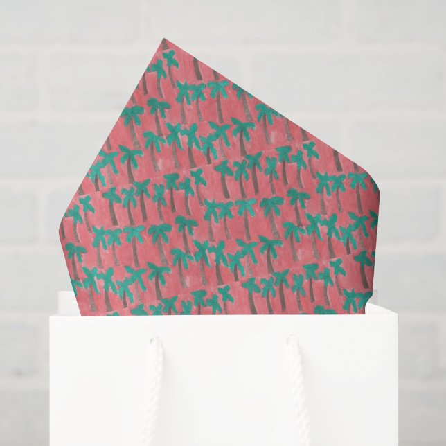 Papel De Seda Patrón de palmera acuarela (Bolsa de regalo)