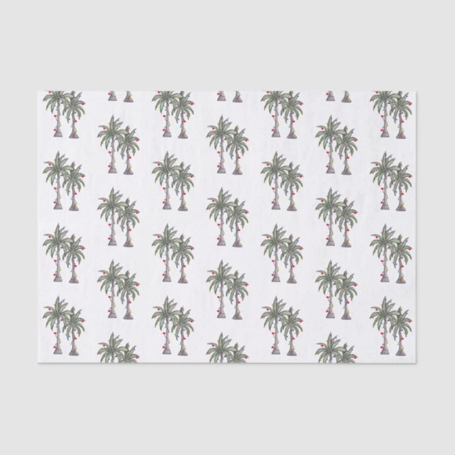Papel De Seda Patrón de palmeras tropicales de navidad de mora (Anverso)