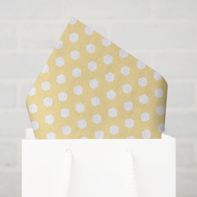 Papel De Seda Patrón de panal de abeja amarillo y blanco (Bolsa de regalo)