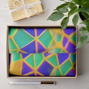Papel De Seda Patrón de panal de abeja azul y verde