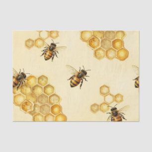 Papel De Seda Patrón de panal de abeja de acuarela