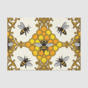 Papel De Seda Patrón de panal de abeja dorada