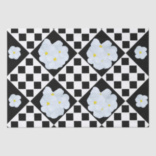 Papel De Seda Patrón de pansy negro y blanco
