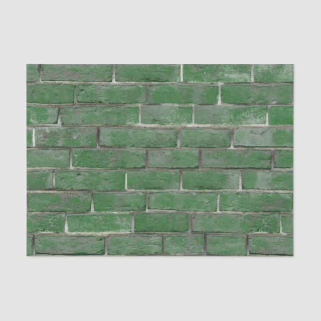 Papel De Seda Patrón de pared de ladrillo verde (Anverso)