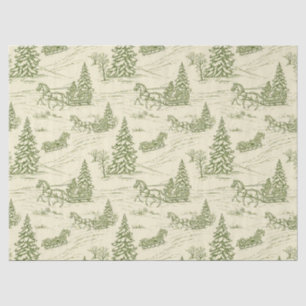 Papel De Seda Patrón de paseo en trineo de Navidad en toile verd