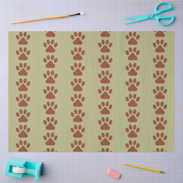 Papel De Seda Patrón de pata de perro marrón (Artesanía)