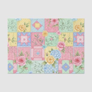 Papel De Seda Patrón de patchwork de rosa romántica