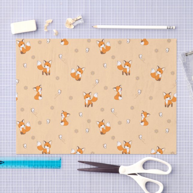 Papel De Seda Patrón de Peach de Fox Cuta (Artesanía)