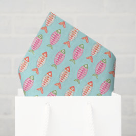 Papel De Seda Patrón de peces de verano costero colorido