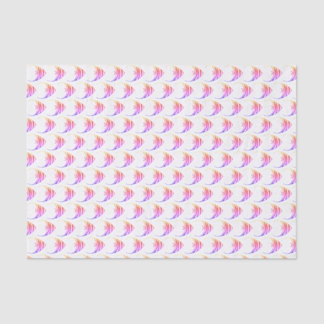 Papel De Seda Patrón de peces rosados (Anverso)