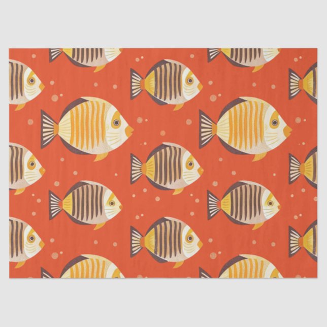 Papel De Seda Patrón de peces tropicales (Anverso)