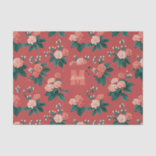 Papel De Seda Patrón de peonía de color vintage - fondo de marró