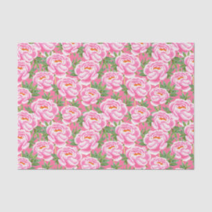 Papel De Seda Patrón de peonías rosadas de Moda bohemia