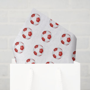 Papel De Seda patrón de pequeñas pelotas de fútbol rojas y blanc